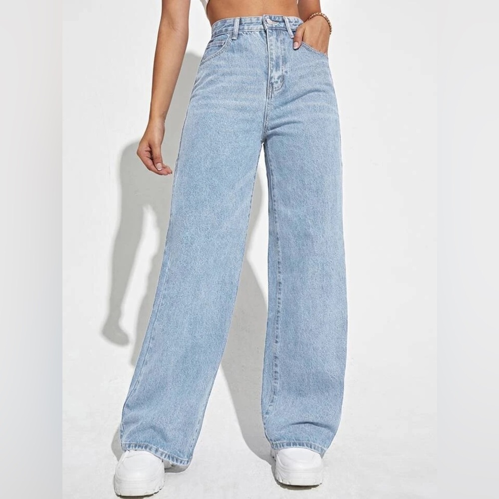 Womens Baggy Light Wash High Rise Mom Jeans Size Small